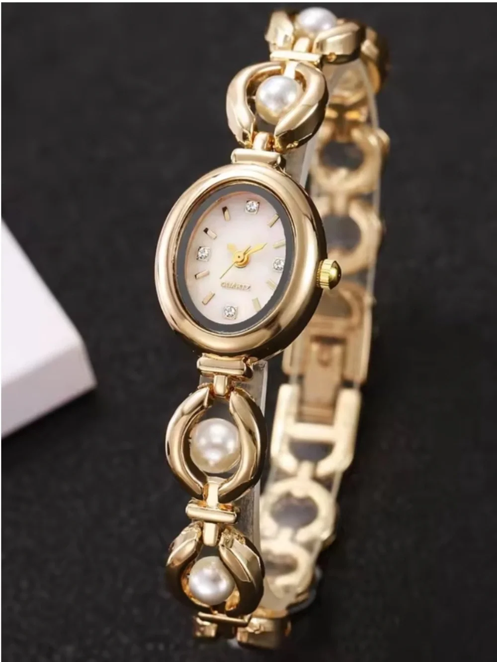 Vintage Pearl Link Bracelet Watch